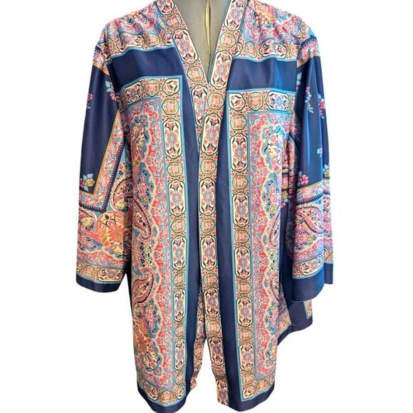 Vintage Jackets & Blazers - Vintage Edith Martin  Paisley ‎ Floral  Kimono Jacket Cardigan Victorian